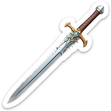 barbarian sword object icon, large heavy sword, rough steel blade, leather wrapped handle, battle-worn scratches, fantasy style, 3D cartoon, mobile game icon style, centered, clean background, soft shadow, no text, no watermark

 sticker