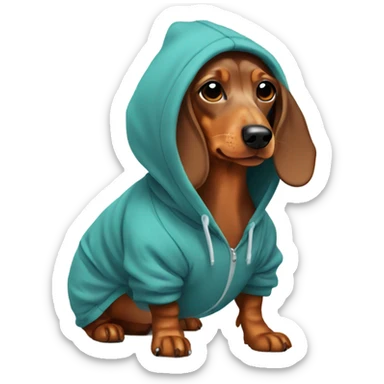Dachshund wearing a hoodie sticker