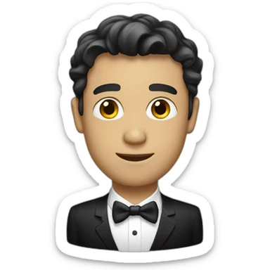 white man with black-tie sticker