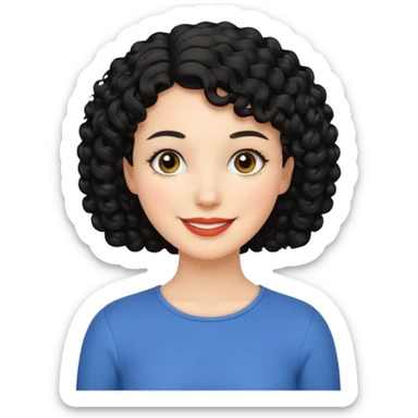 mujer blanca con cabello corto rizado negro sticker