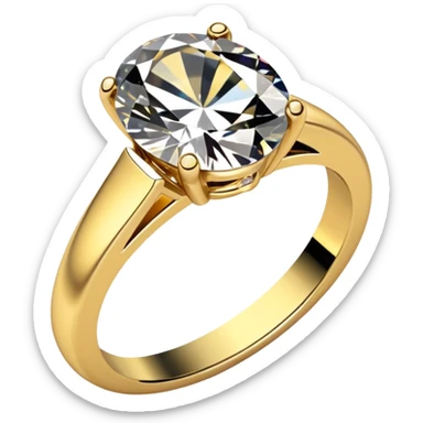 a gold diamond ring, plain band and large oval diamond stone sticker