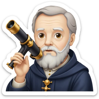 galileo galilei with telescope sticker