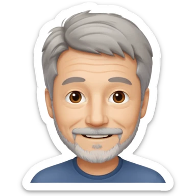 homme 60 ans cheveux gris court et décoiffés petite barbe sourir sticker