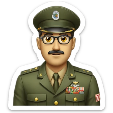 Hombre moreno tez morena ojos oscuros gafas cara regordita militar sticker