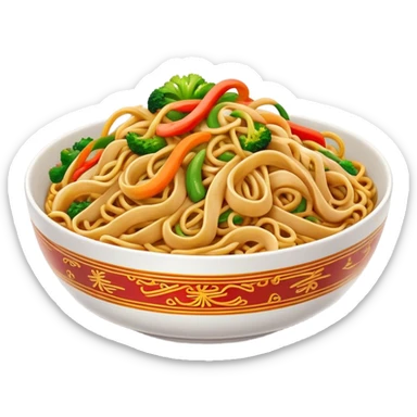 Cinematic Realistic Chow Mein Dish Emoji, showcasing stir‚Äêfried noodles with crisp vegetables and tender meat, rendered with lifelike detail and vibrant, dynamic lighting. sticker