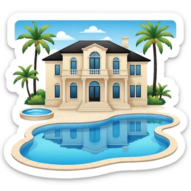 A mansion with a pool sticker