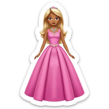 Brown skin blonde hair barbie princess with long dress   sticker