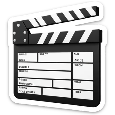 minimalist black and white film clapperboard, geometric shapes only sticker