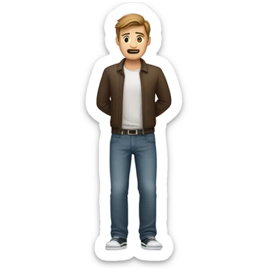 White guy brown hair holding lower back in pain  sticker