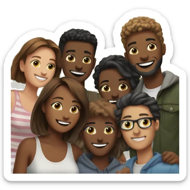 Group of friends enjoying outdoor selfies sticker