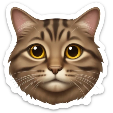 fat brown longhair tabby cat  sticker