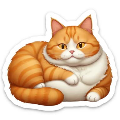 Fat lazy cat lounging sticker