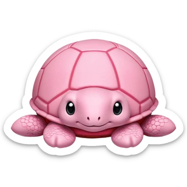 light pink plush turtle that looks exactly like a stuffed animal with visible stitching, perfectly round head, red shell, cute, adorable, soft fabric texture, huggable plush toy appearance sticker