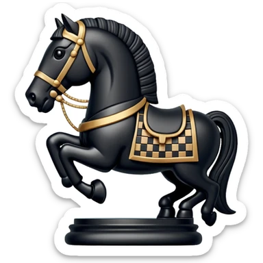 Black Trojan horse chess piece sticker