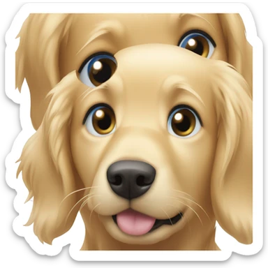 Golden retriever with blonde girl and blond Guy. Blue eyes for the humans.  sticker