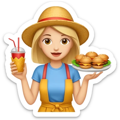 tourist woman holding street food sticker