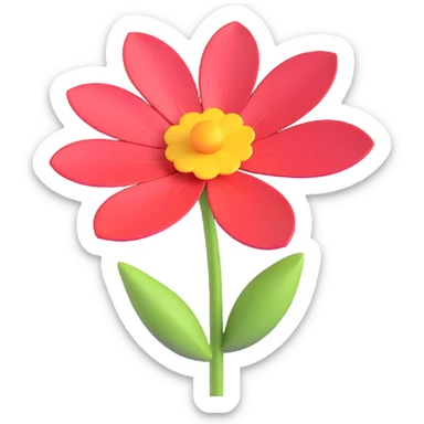 Add volume to the colors, make the petals more convex and realistic, keep the 3D iOS style, with soft lighting and smooth shadows, and a blurred background. sticker