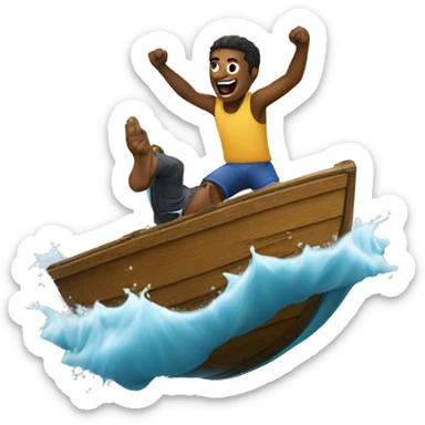 a guy jumping off a boat sticker