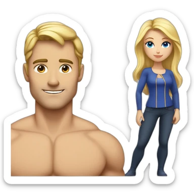 Couple avec un homme noir musclé et une femme blonde aux yeux bleus sticker