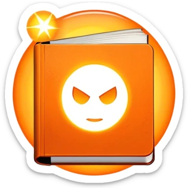 A bright orange book with a black, bold X with a slightly rough, edgy texture, exuding idgaf energy and pure, unapologetic confidence..orange halo aura.. unstoppable sticker
