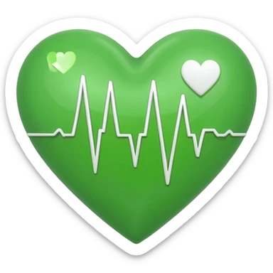 green heart with ECG heartbeat line sticker