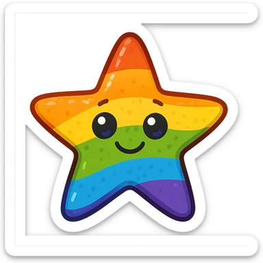 gay pride emoji, rainbow starfish, playful and bright sticker