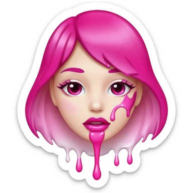 White paint dripping from hot pink ombre glossy lips sticker