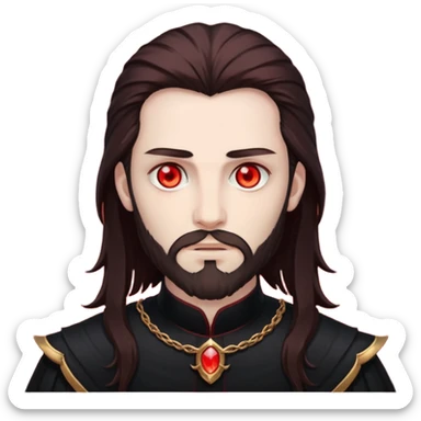 Evil, shadowie Male lord with Red glowing eyes and Long darkBrown Hair and chin beard sticker