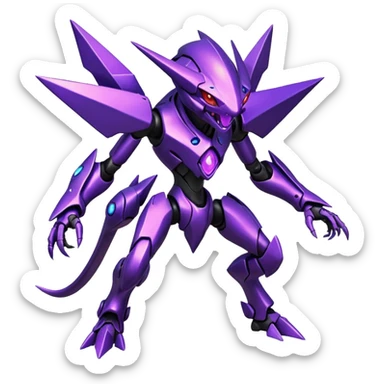 Futuristic shiny handsome badass amazing epic legendary modern Miraidon-Genesect-Sableye-fusion, full body sticker