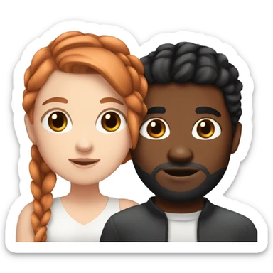 White girl with copper hair and her black boyfriend with French braids  sticker