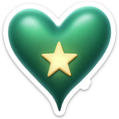 Dark sage green heart with a shooting star flying around it  sticker