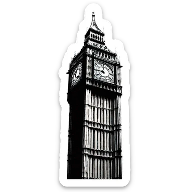 Big Ben in black and white sticker