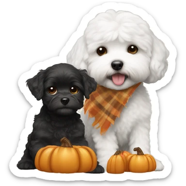 Black girl with a white maltipoo wishing a happy Thanksgiving  sticker