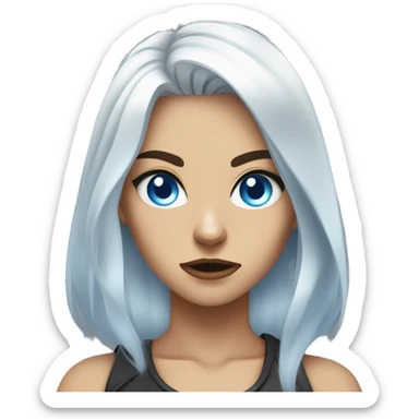 cat girl platinum hair blue eyes, angry sticker