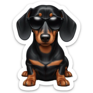 black dachshund with sunglasses sticker