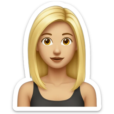 Fille blonde cheveux mi longs méchés lisses yeux marrons sticker