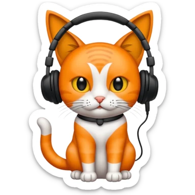 gato gritando con un microfono y con auriculares sticker