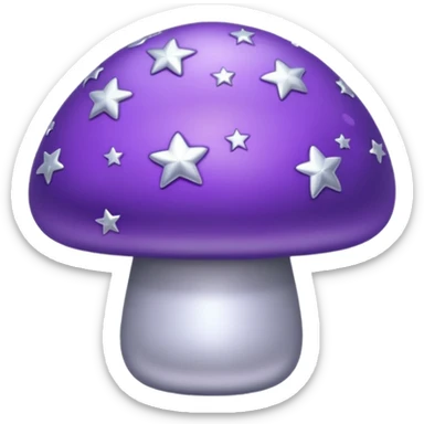 purple mushroom with silver stars on it cute sticker