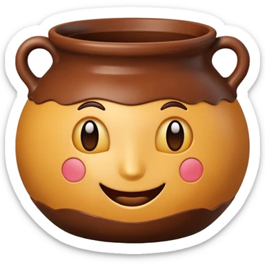 top view of a classic ceramic pot, emoji style sticker
