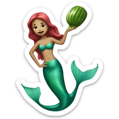 a mermaid holding a cucumber sticker