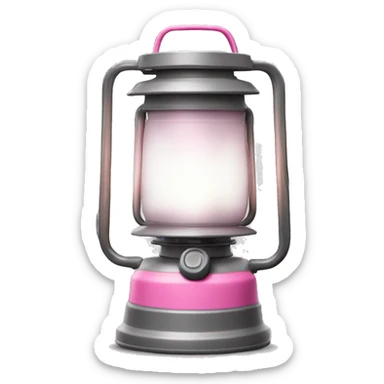 Realistic camping pink and gray lit camping lantern lisolated. sticker