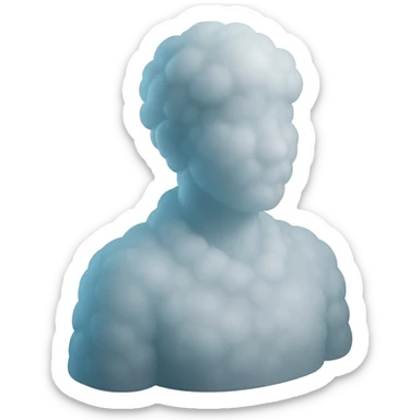 A person from the shoulders up, entirely composed of fluffy white convex clouds sticker