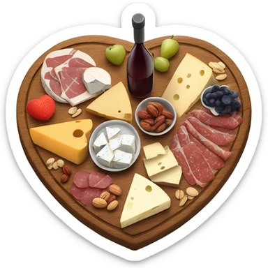 cute heart shaped charcuterie board with wine sticker