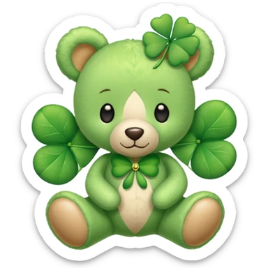 Fairy Teddy with four-leaf clover sticker
