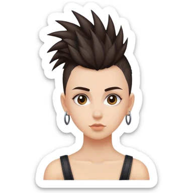 matt girl with mohawk wavy dark hair sticker