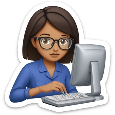 female computer technician fixing damaged computer sticker