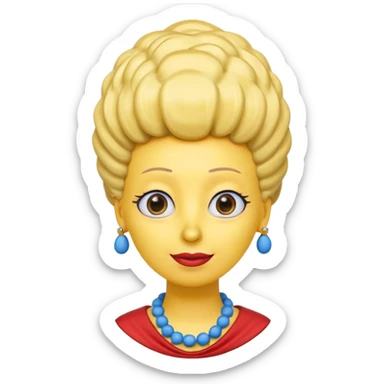 3D emoji head-only, smooth plastic, soft studio light, big round eyes, bold outline, centered, transparent bg,
Marge Simpson, yellow skin, tall cylindrical blue beehive hair, red bead necklace, overbite, no earrings, no eyelashes, no blonde hair sticker