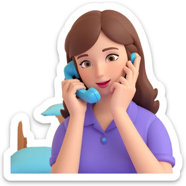 girl talking on phone bedroom background, close up pose sticker