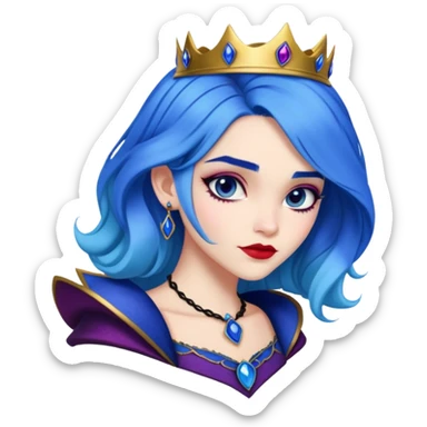 Evie from Descendants, blue hair, fashion-forward outfit, daughter of the Evil Queen sticker