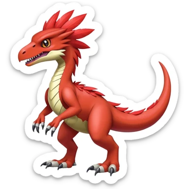 Furry feather-mane Cool shiny Digimon-Fakemon-Guilmon-Velociraptor full body   sticker